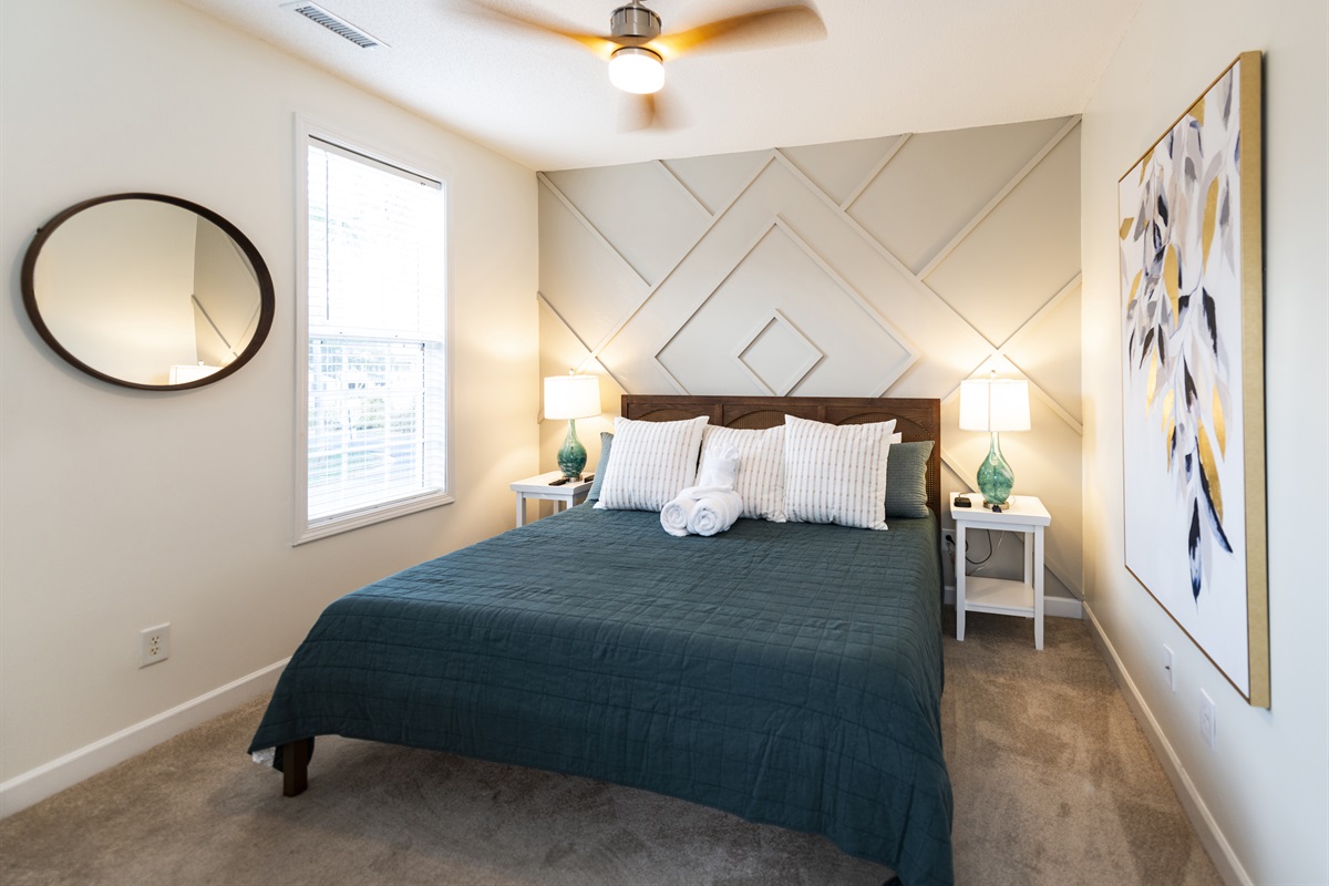 [Bedroom 1] Unwind in luxury with our king-size bed, the centerpiece of your cozy retreat. Experience ultimate comfort and restful nights, ensuring you wake up refreshed and ready to enjoy your each day of your stay. #beachbliss