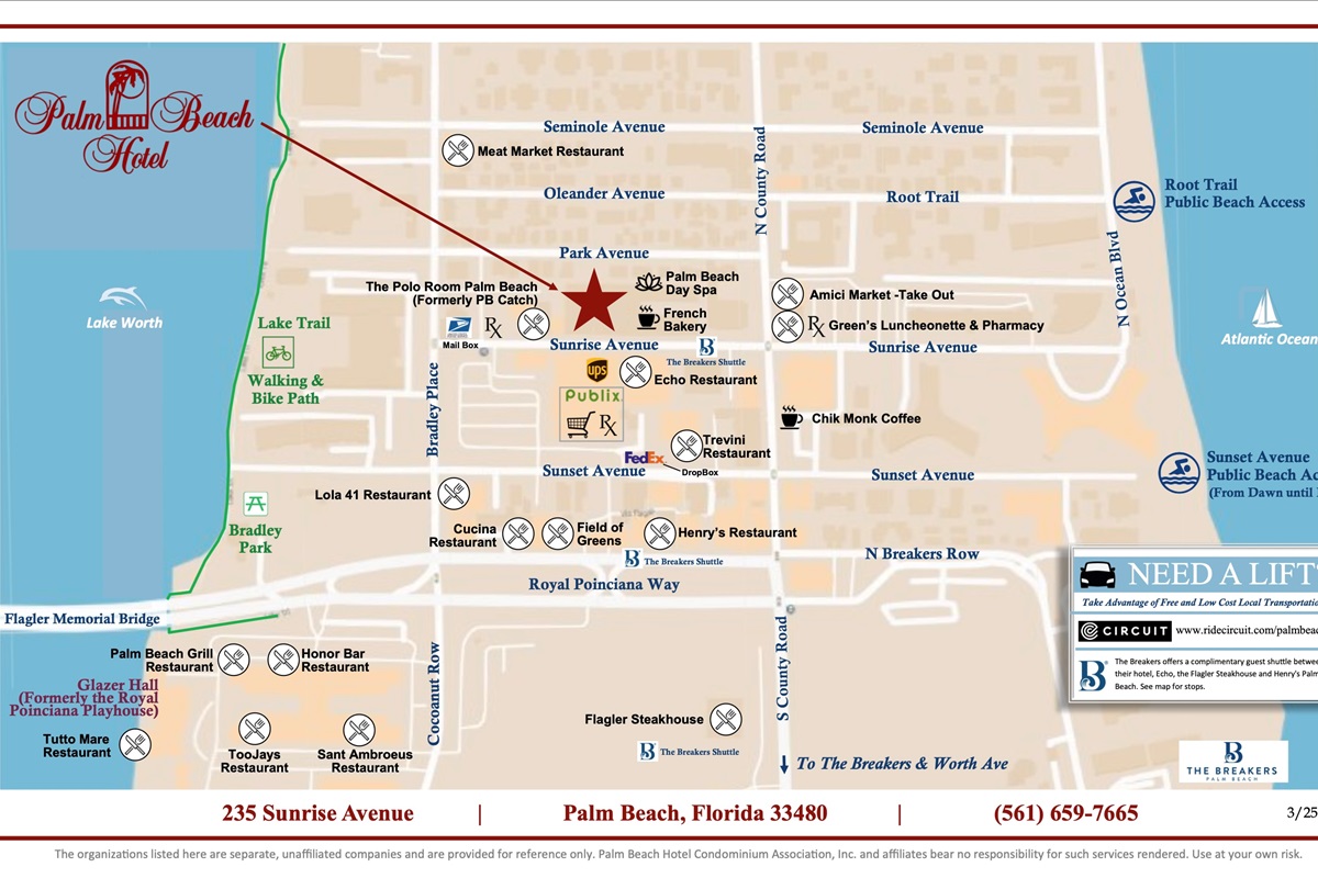Map of neighborhood with restaurants