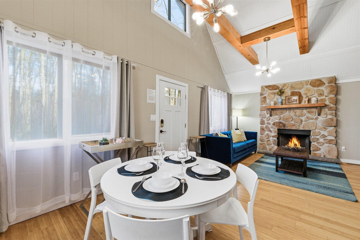 Dining area and living room