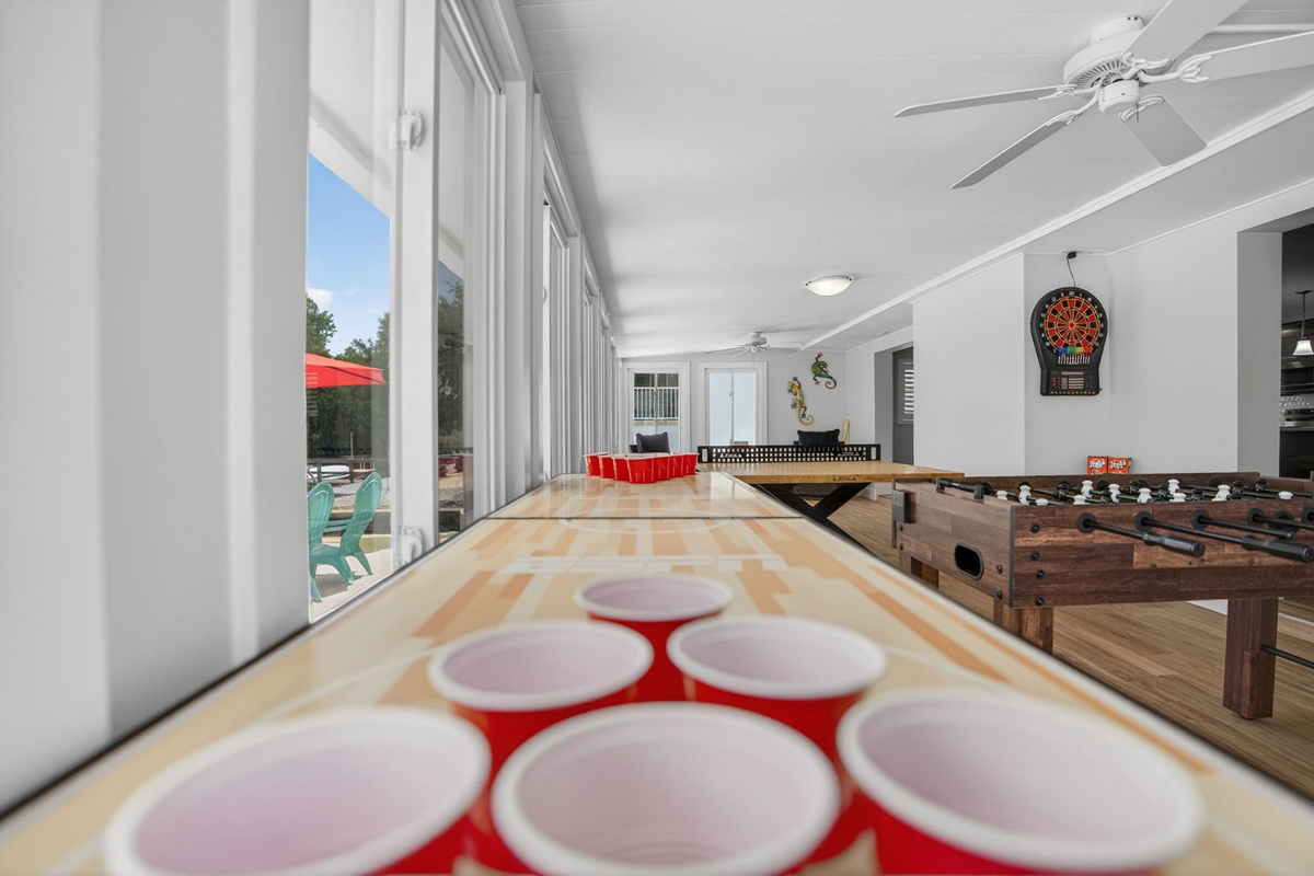 Game room with beer pong table