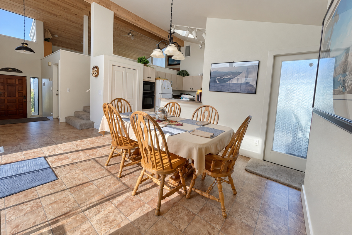 Dining table with additional chairs for up to 8