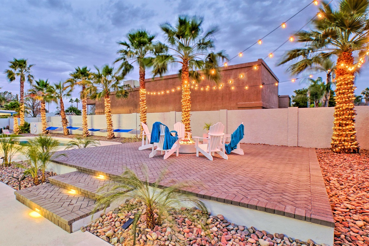 Private Backyard at Night | Fire Pit