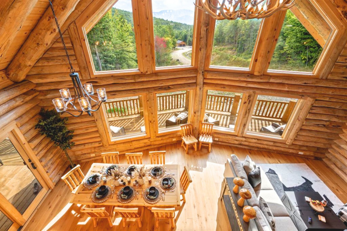 Spacious, sun-filled living with mountains as your backdrop