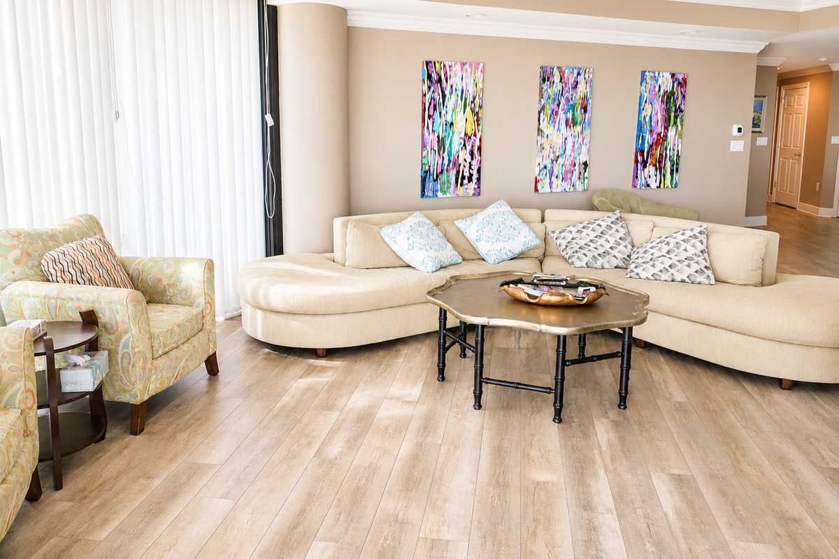 retro chic couch and living area