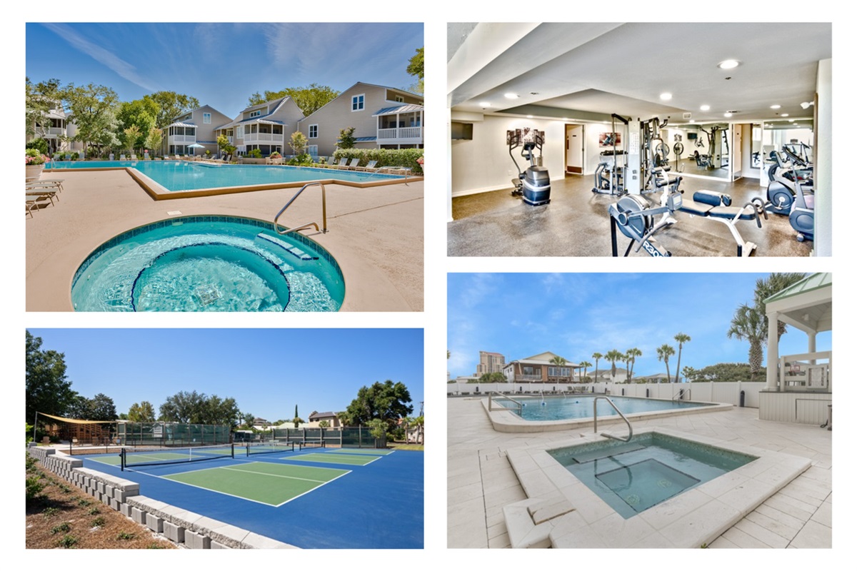 Hidden Dunes offers resort-style amenities with multiple pools, hot tubs, a full fitness center, and top-rated tennis courts right by the beach.