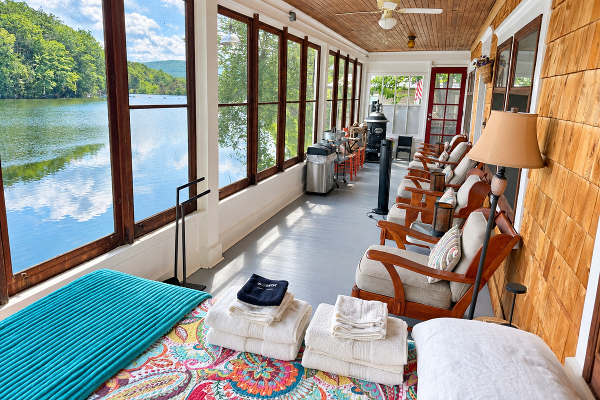 Wow what an awesome view - from the sun porch on the lakeside of the main house.