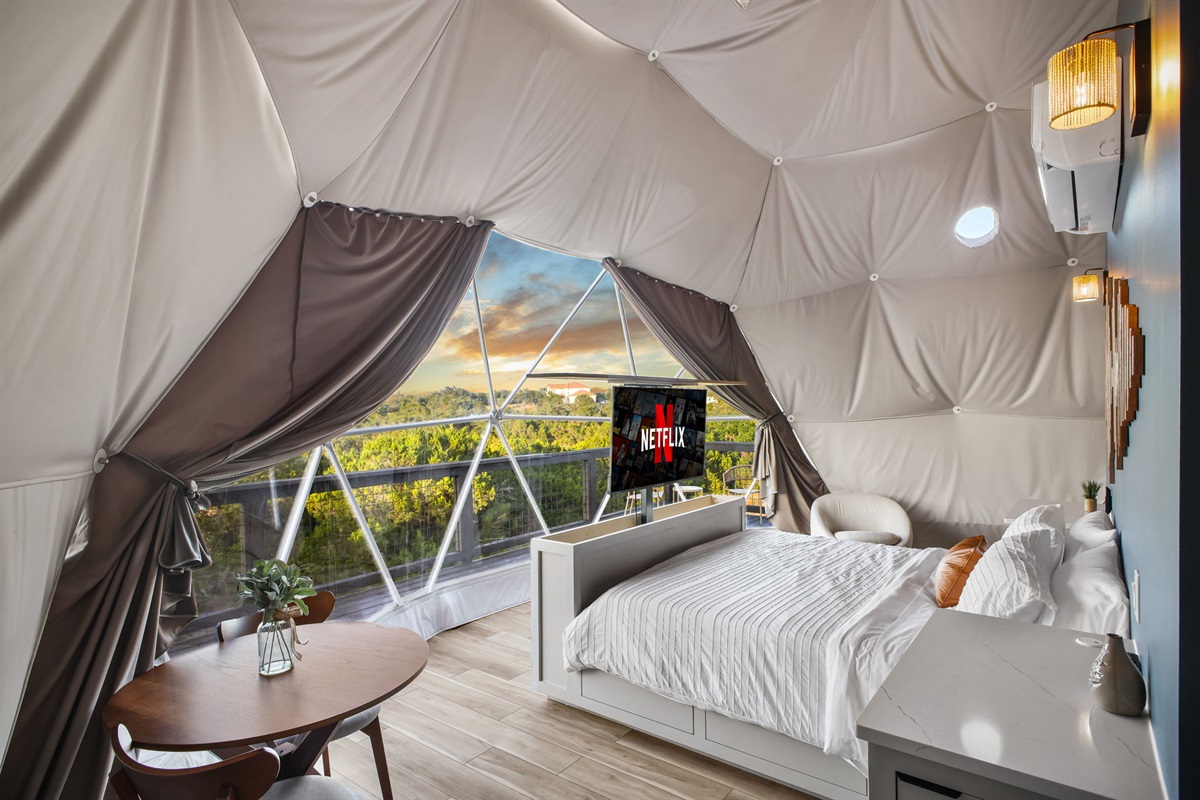 Movie nights made easy.  Enjoy a smart TV that lifts right from the foot of the bed.