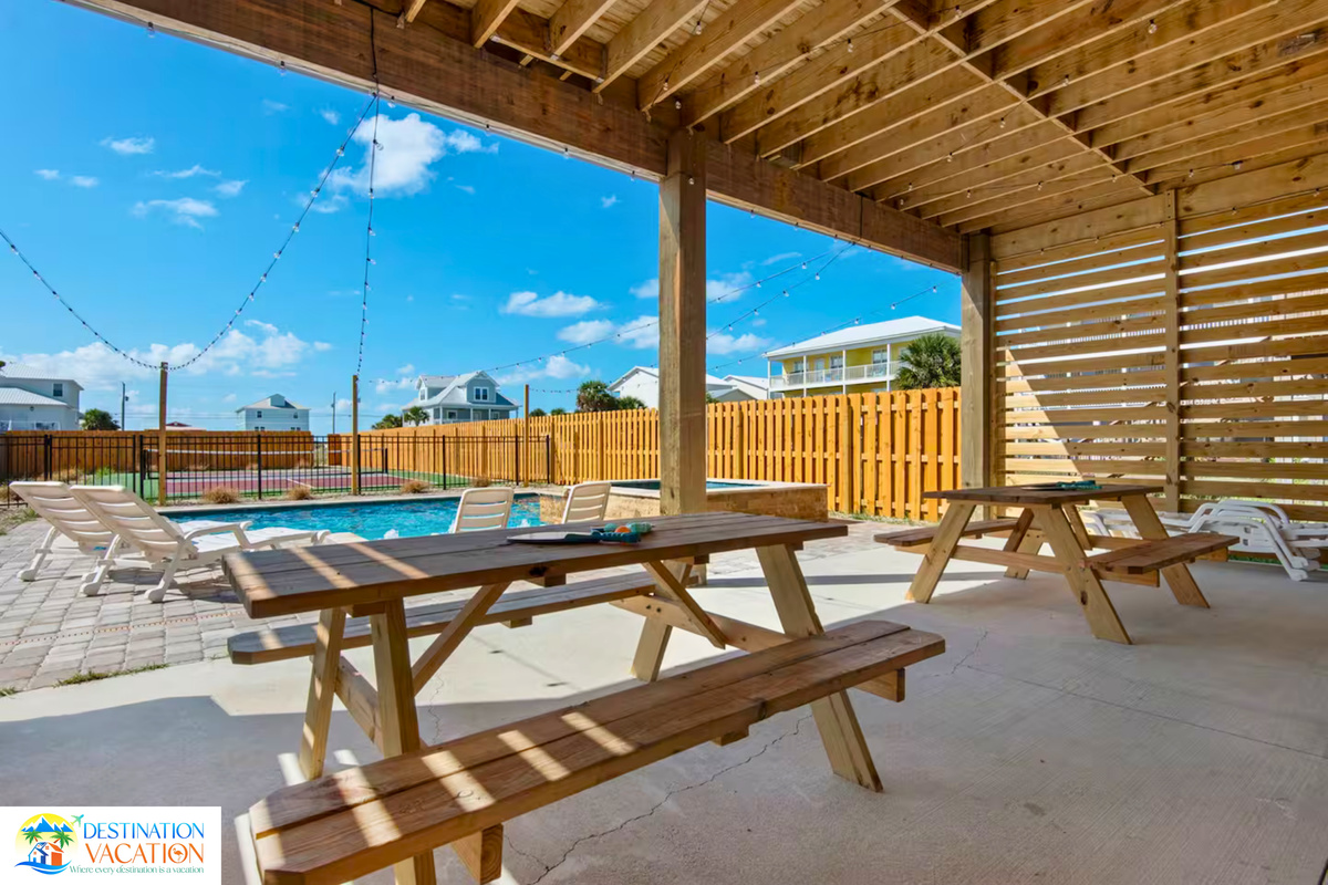 Spacious covered dining area made for memorable meals.