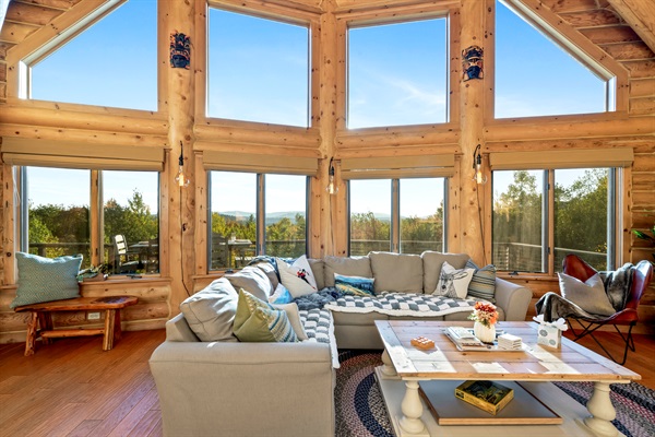 Your Bethel retreat with panoramic mountain scenery awaits.