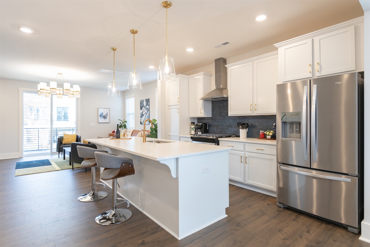 The large open-layout makes for the perfect area to socialize with your group. Retired to the bedrooms on the other floors for quiet time.