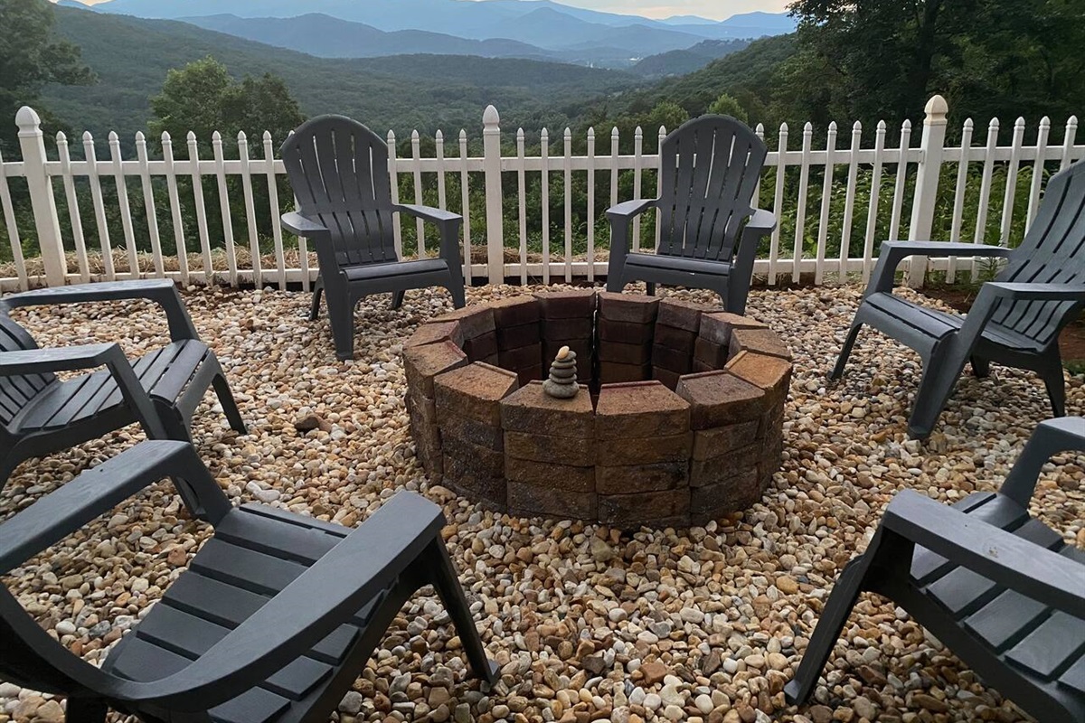 Enjoy the evenings by the fire at our large firepit with seating for 6. 