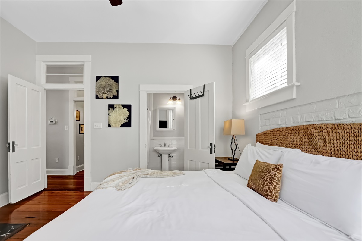 Comfort and convenience meet in this inviting space, with the bedroom just steps from the bright ensuite bath.
