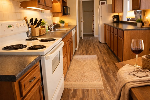 Fully stocked kitchen for your enjoyment.