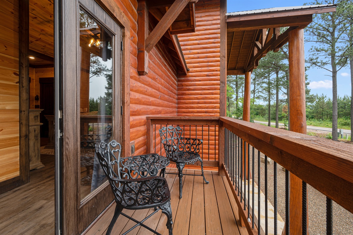 The Upstairs Master Balcony is private and perfect for your morning coffee!