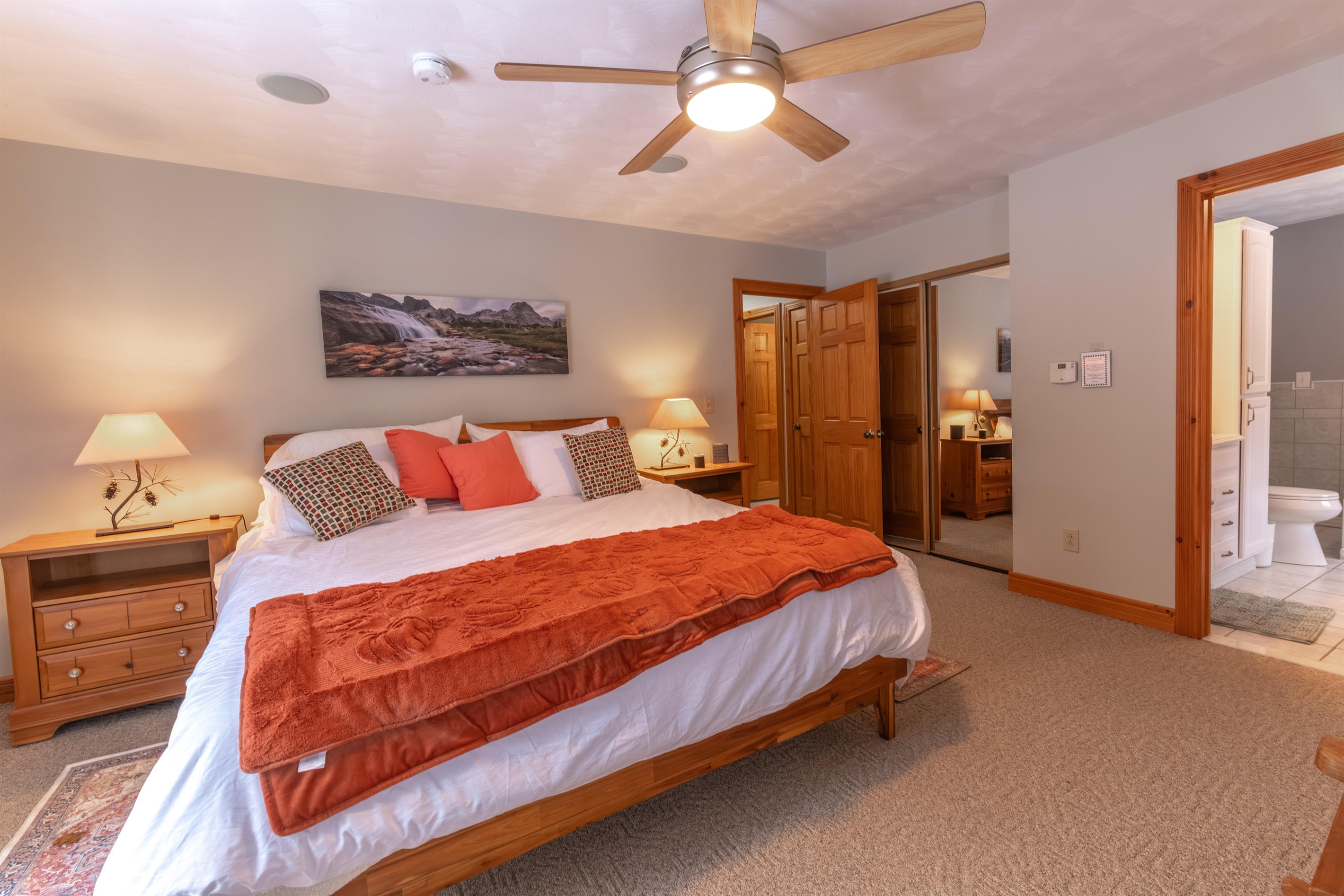 Master Bedroom with an ensuite bathroom, and a walk out balcony to enjoy the mountain air with your morning coffee!