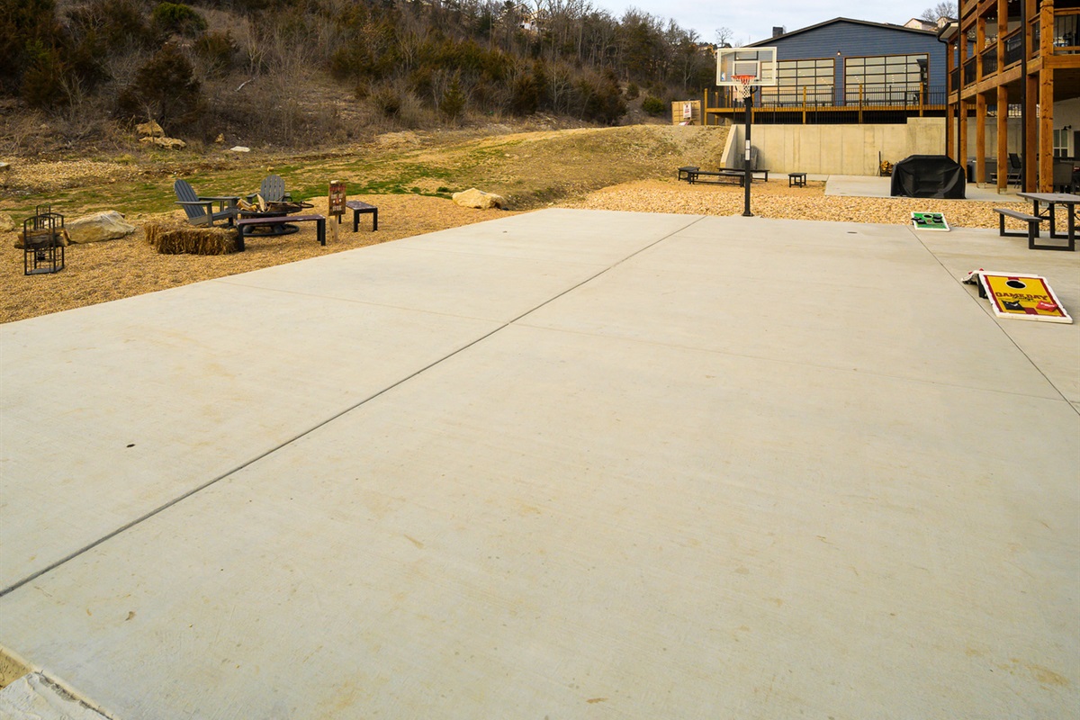 Fire pits, basketball courts, 2 propane grills, and cornhole