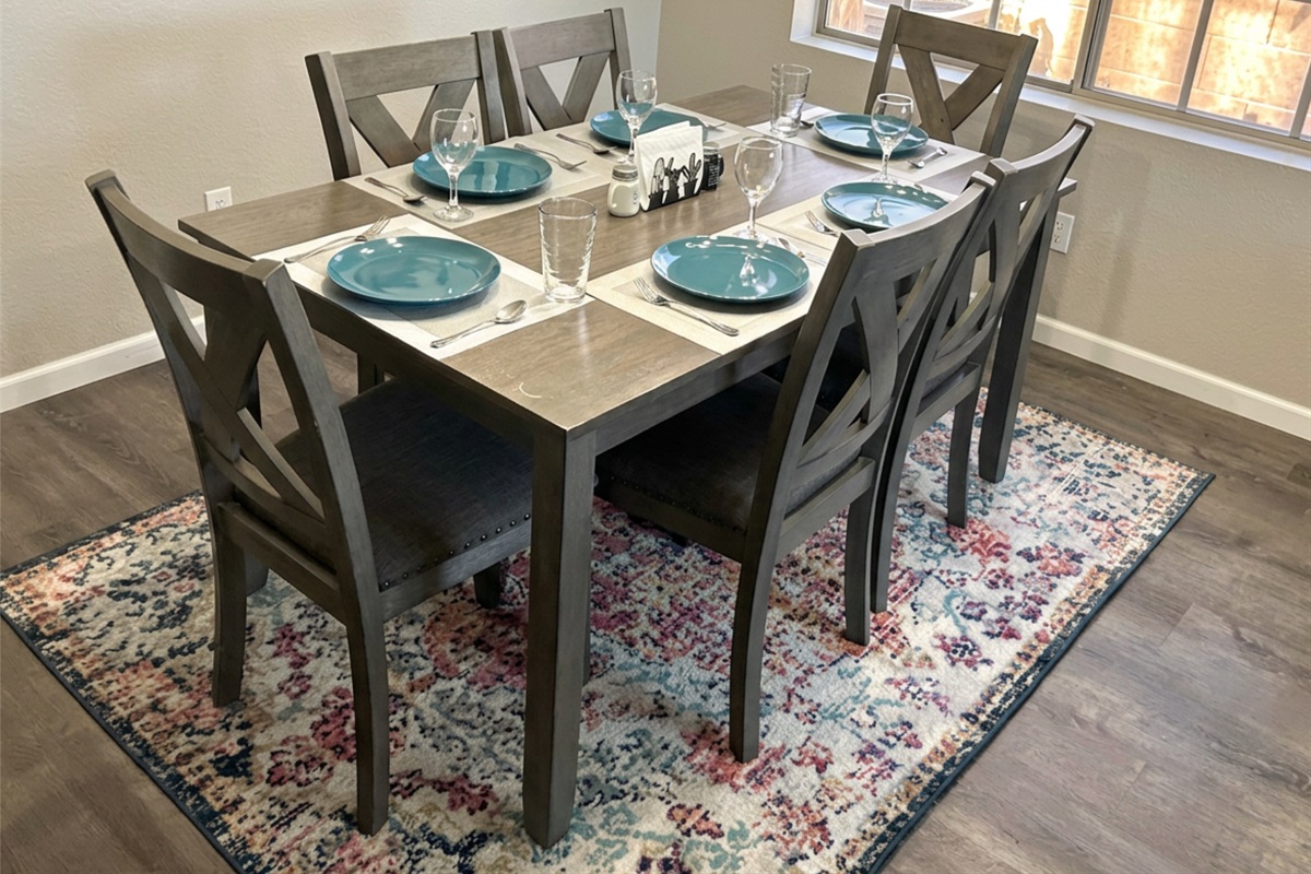 Dining table with comfortable seating for your entire group.