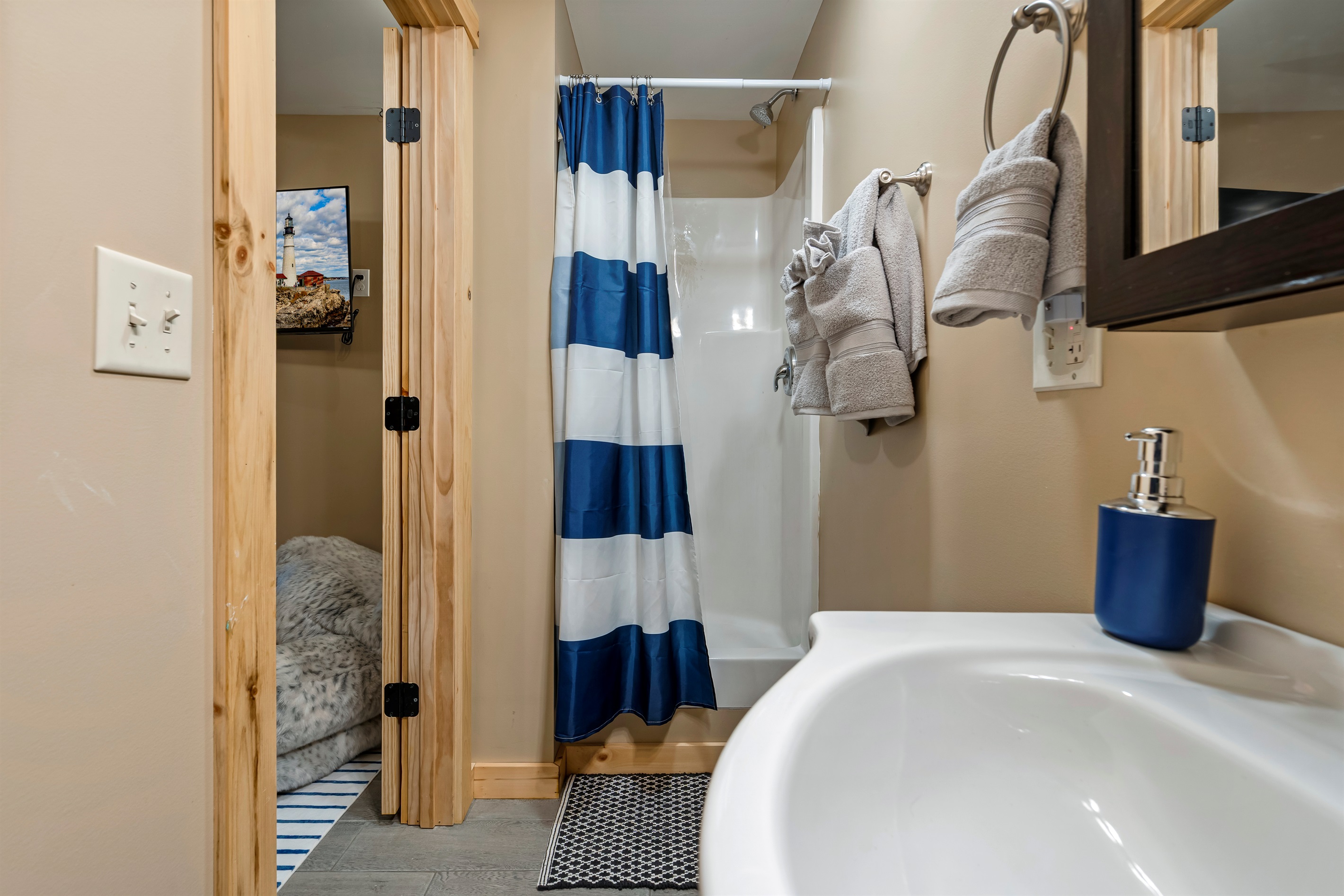 "Easy access: downstairs bath with shower and toilet.