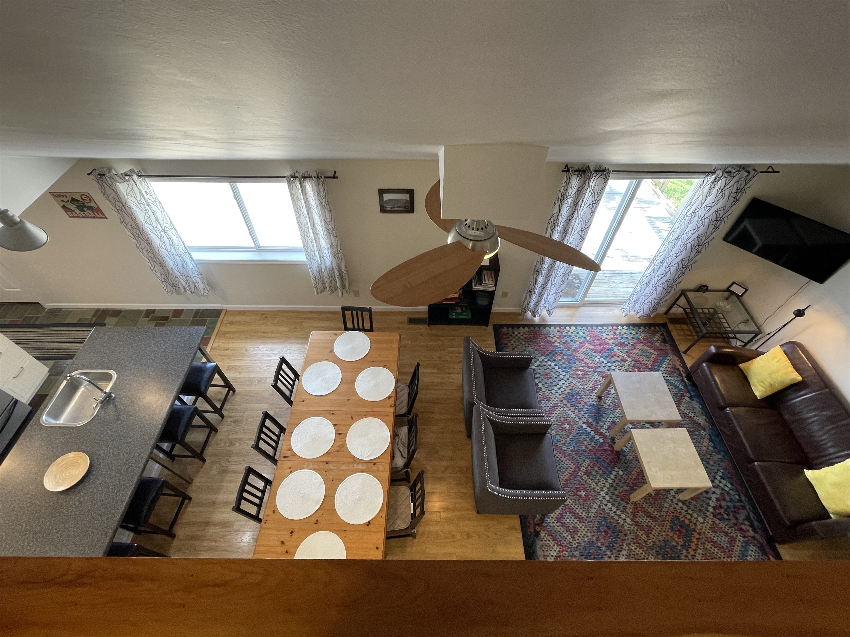 2nd floor looking down into open living area