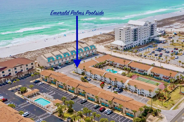 Emerald Palms Poolside is conveniently located just step from the sugar white of The Emerald Coast.  Ninety seconds and your toes are in the sand!