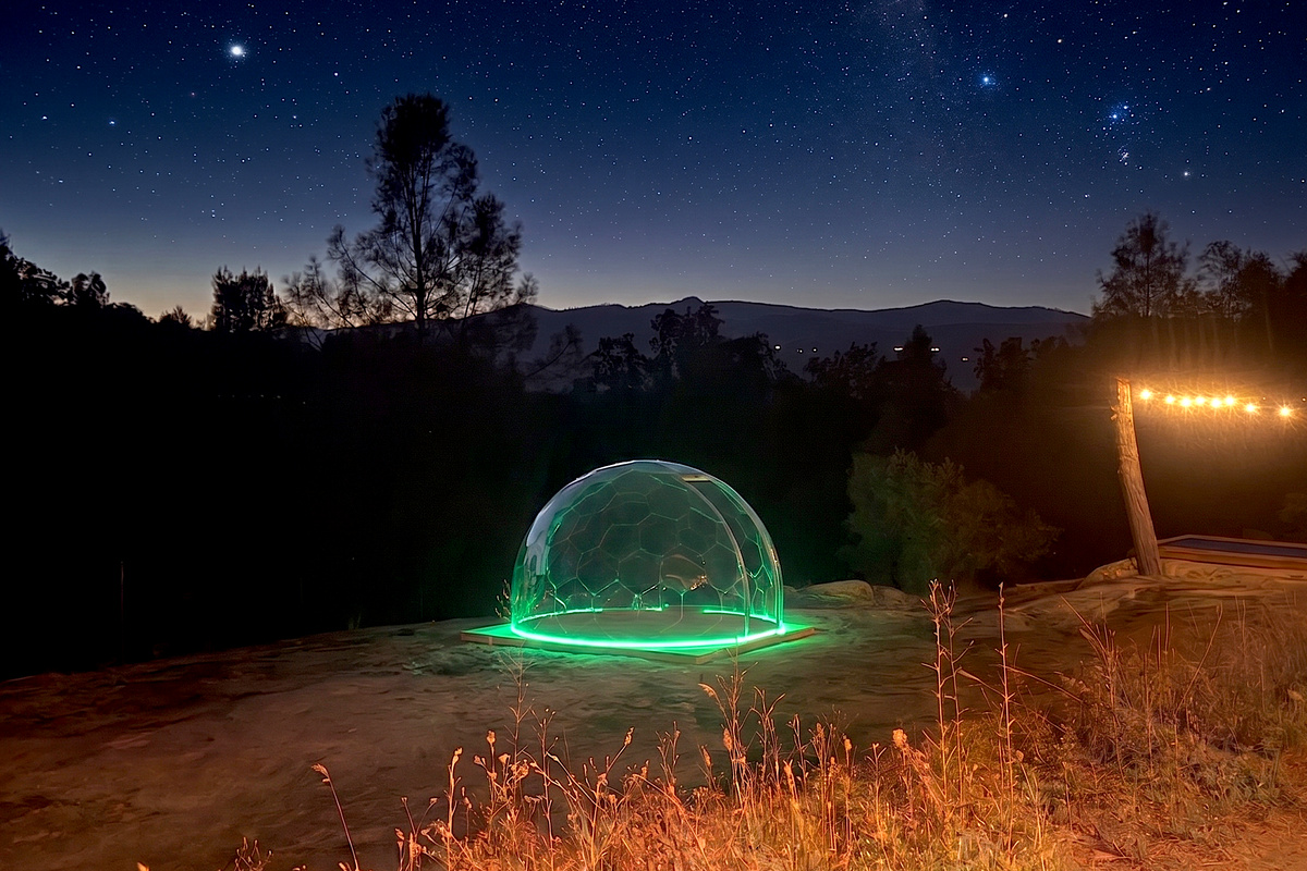 The ultimate midnight retreat. We&rsquo;ve just installed a clear-panel dome designed for epic night-sky viewing. Grab a blanket, cozy up inside, and enjoy front-row seats to the universe right from the property.
