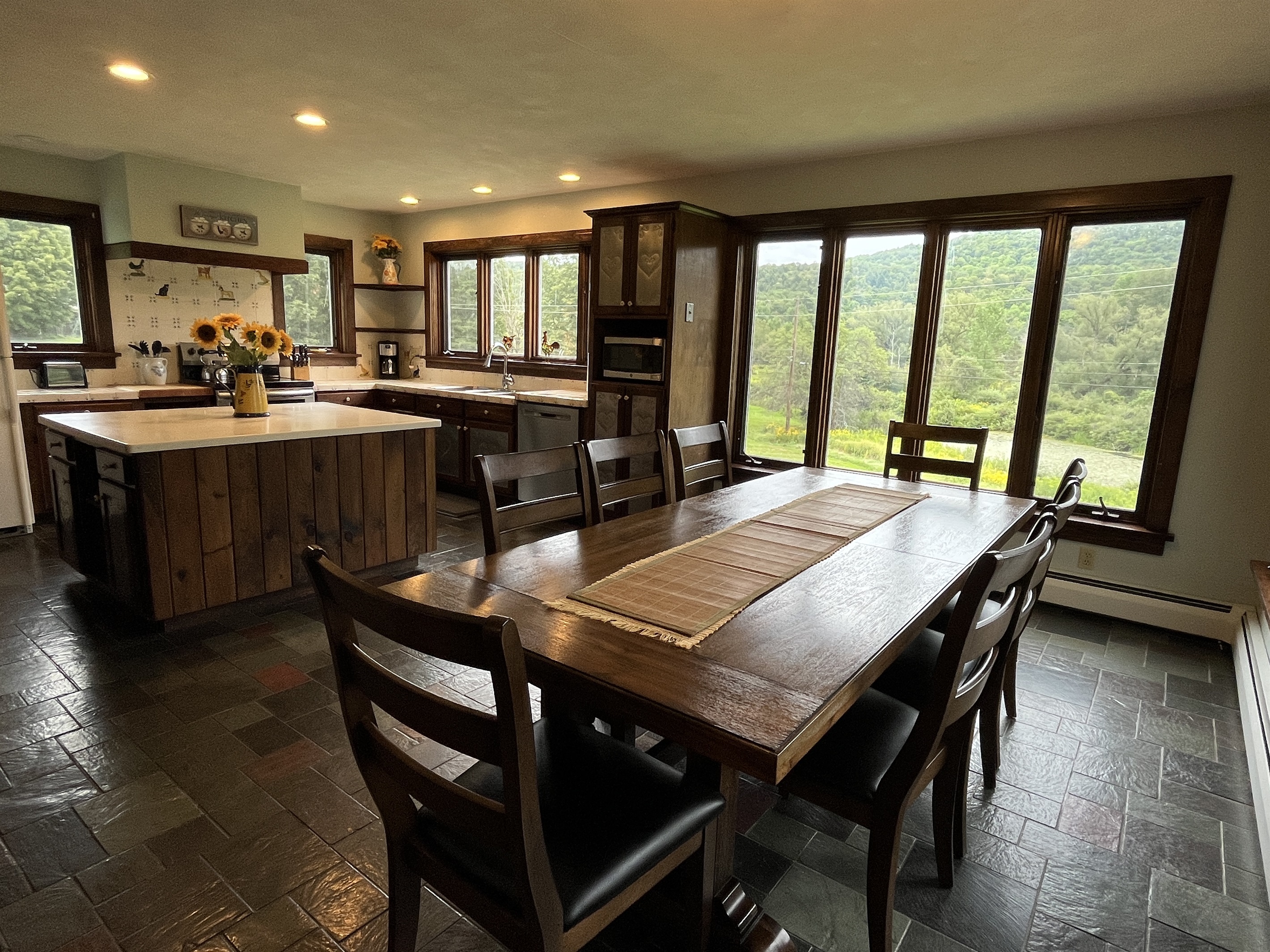 Cloverleaf Farm dining table, seating for 10.