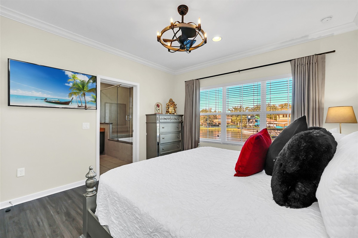Primary bedroom with king bed