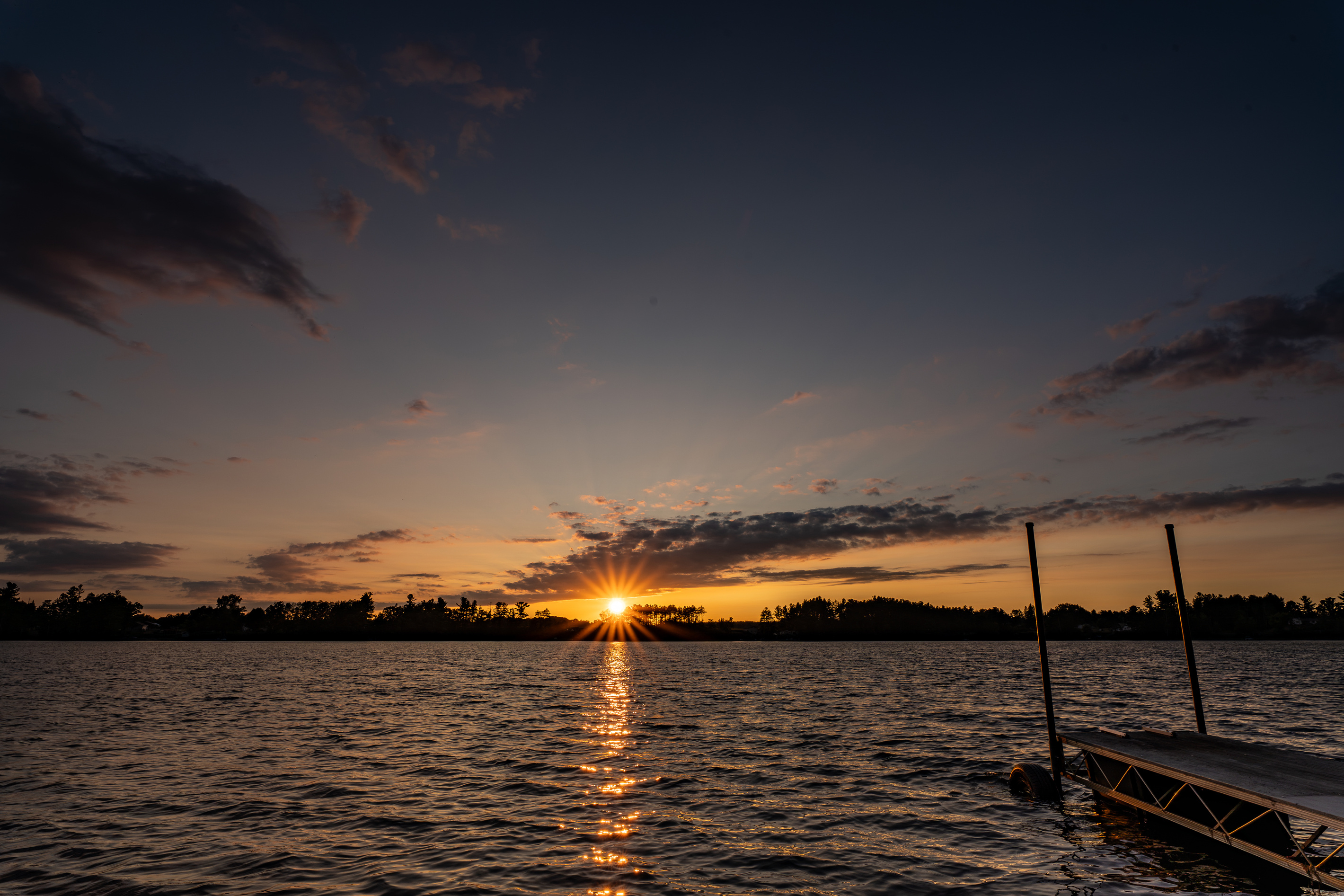 Windfall Lake sunsets from your private dock - this is what west-facing Northwoods lakefront looks like in August!