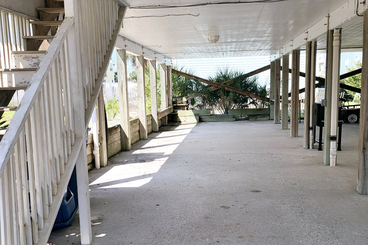 Covered parking beneath the home
