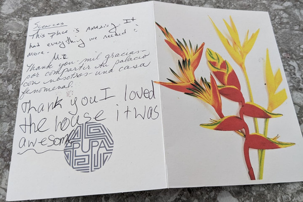 We love it when our guests enjoy staying in our home! Such a thoughtful gesture from an awesome family! 
