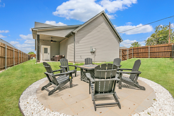 Enjoy the fire pit in our fenced yard