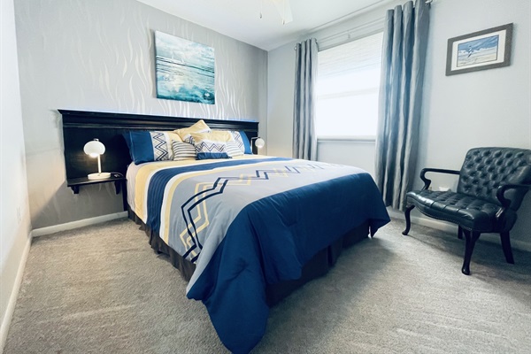 Bedroom 3: Leather chair, side lamps with USB outlets. also has TV, Books & more