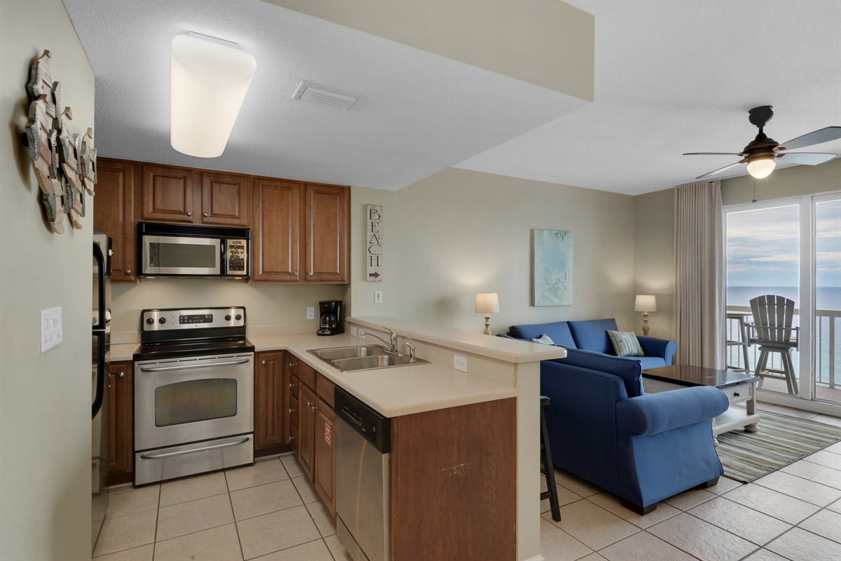 Kitchen Opens up to the Living Area