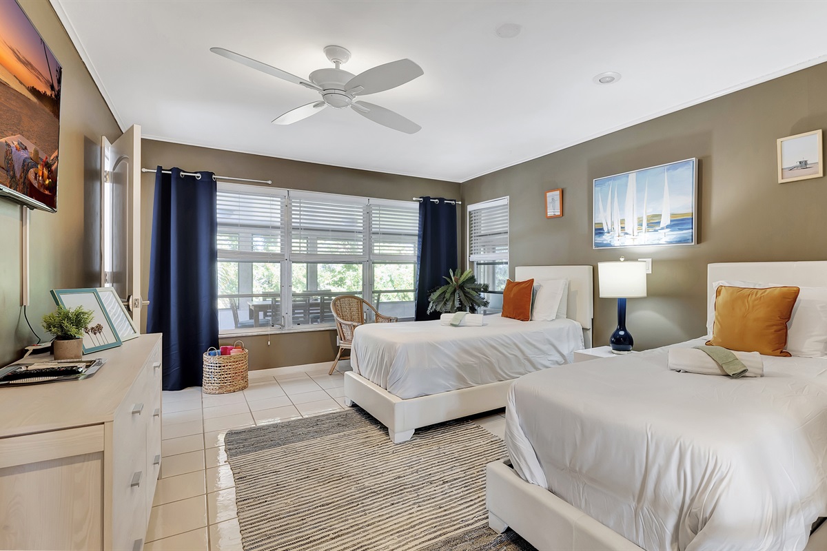 Twin room bathed in natural light