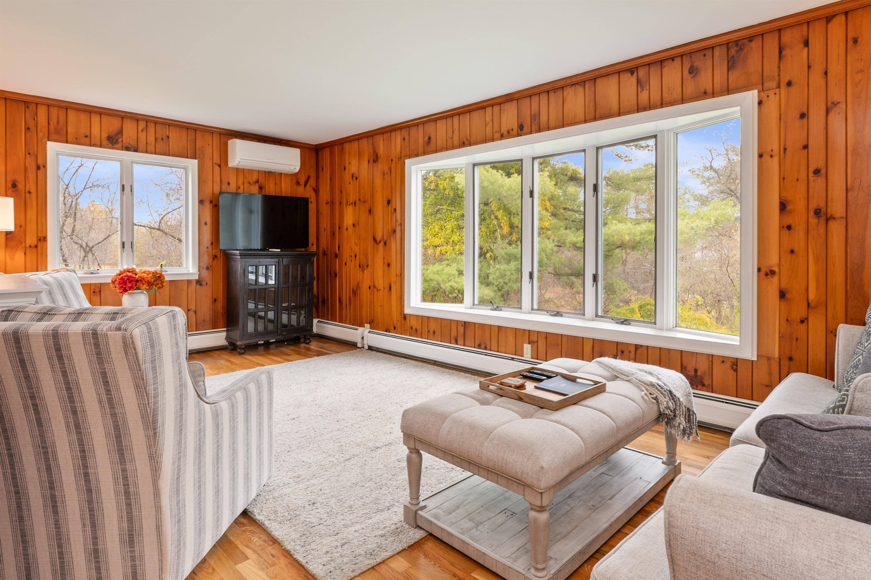 Spacious living room with cozy seating