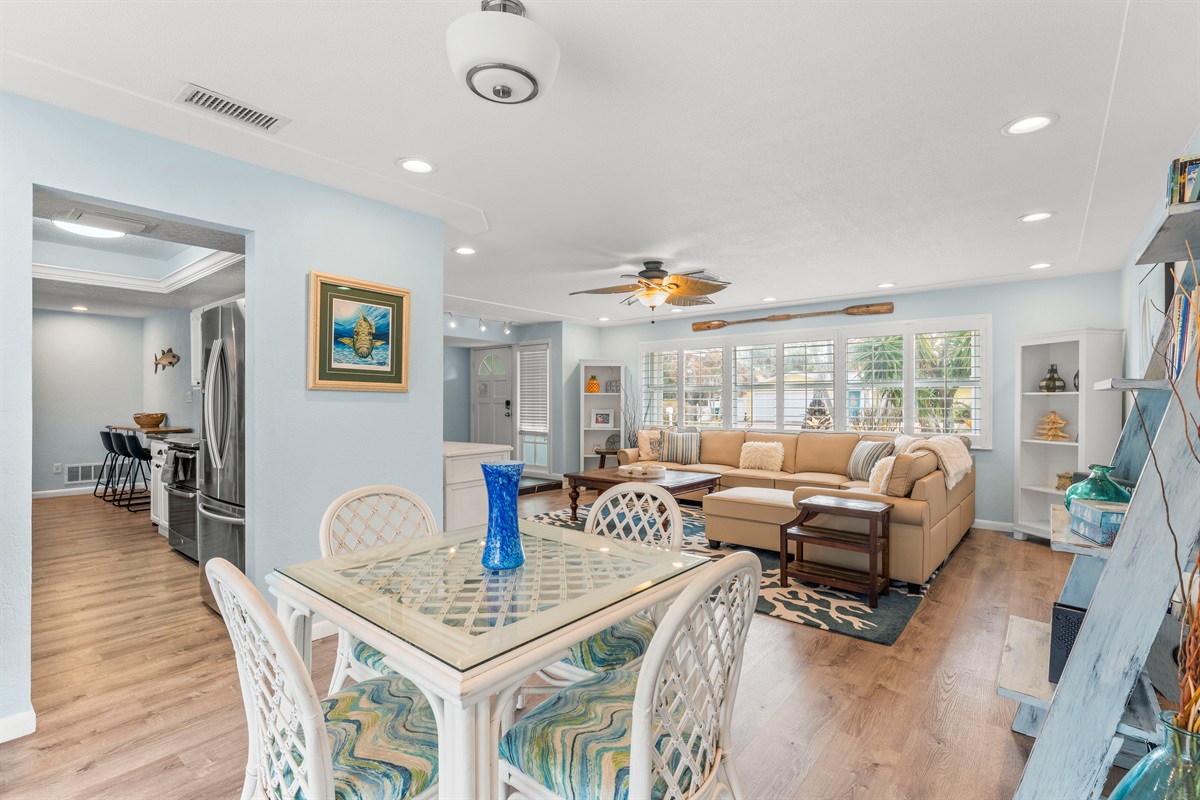 Living room area with extra dining area