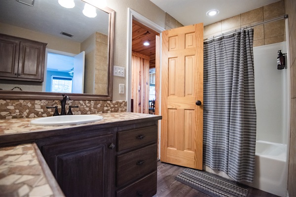 Downstairs bath is a tub/shower combo