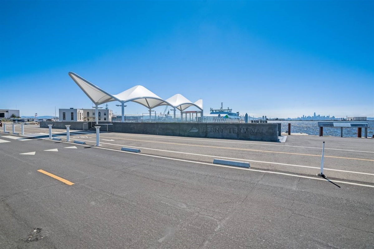 Alameda's glistening ferry terminal to San Francisco, located at Sea Plane Lagoon.