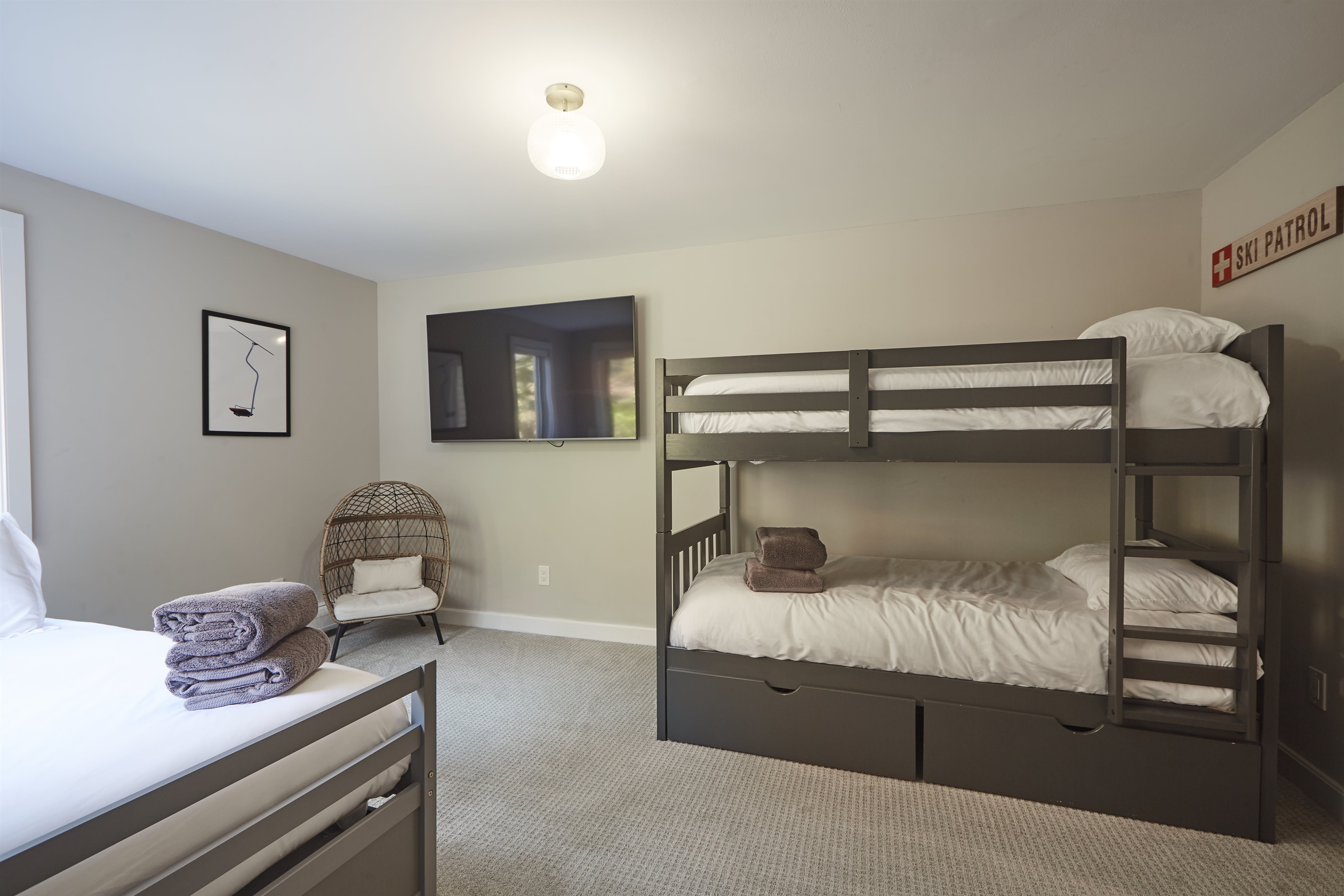 Second floor bedroom with bunk beds is perfect for the kids.