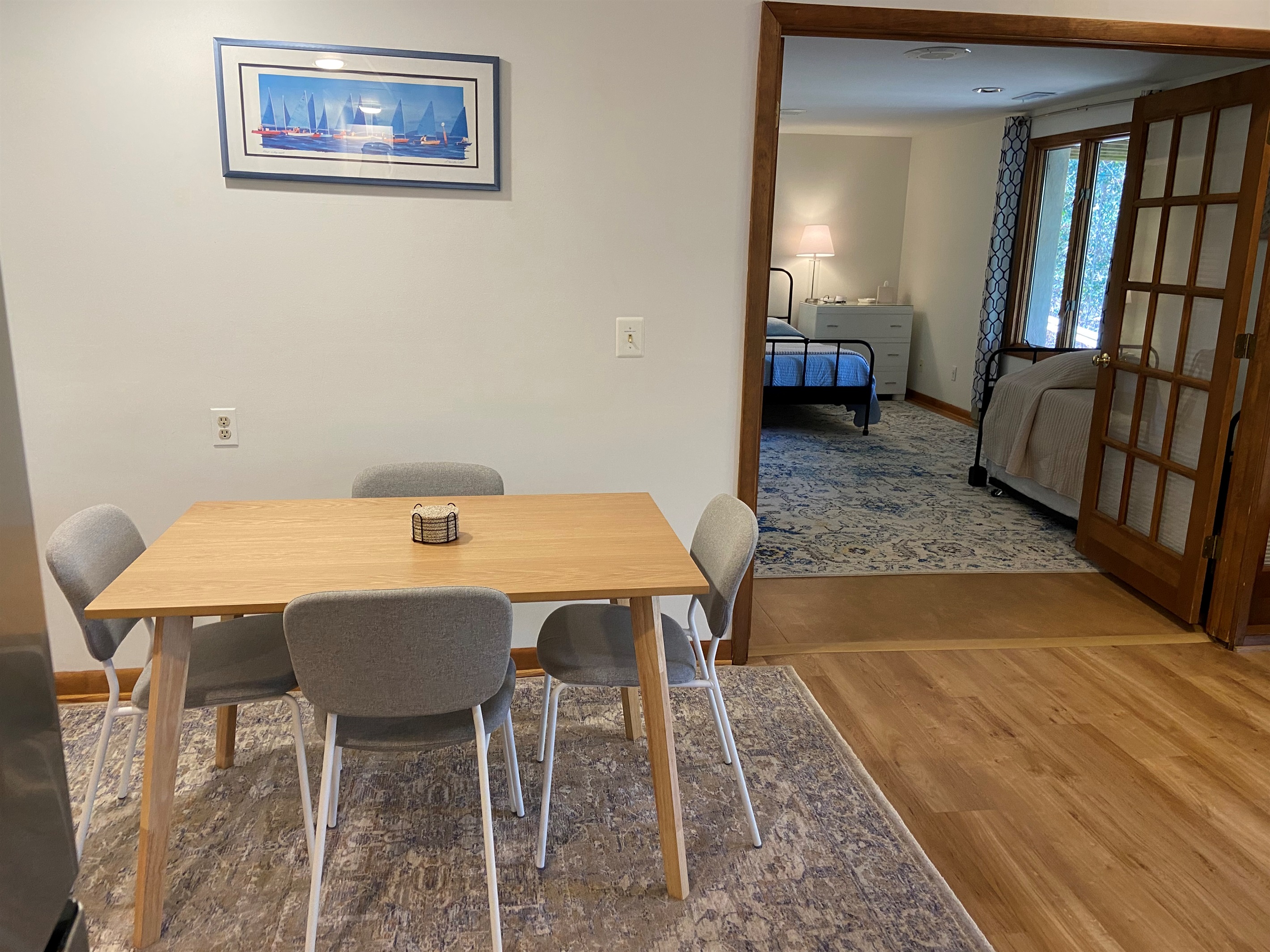 Dining area seats four comfortably 