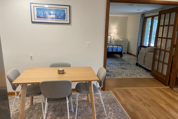 Dining area seats four comfortably 