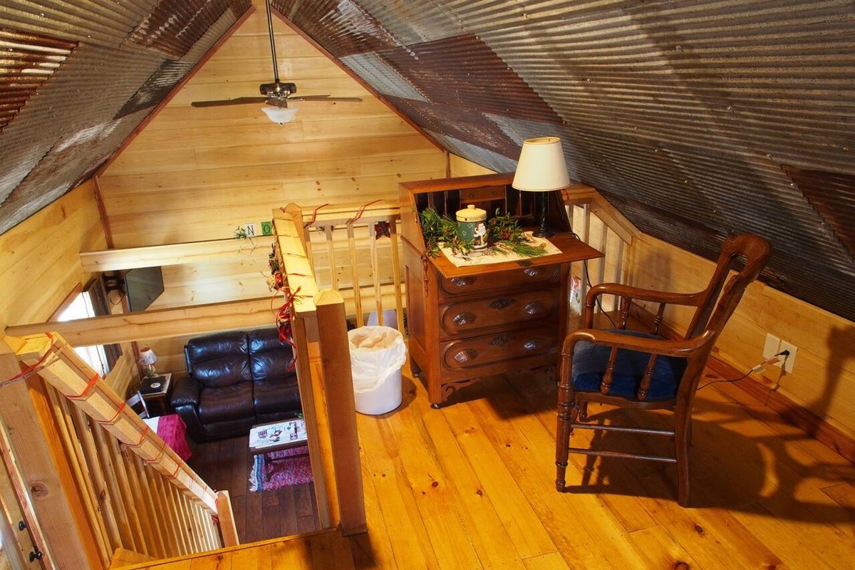 Open Air Loft with Desk and Queen Sized Bed