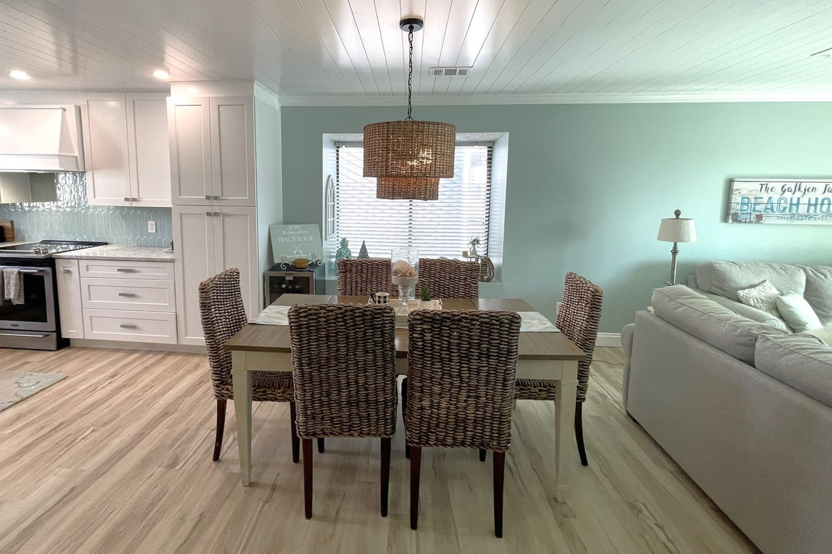 Cook with a real range and room to move. Your kitchen handles a group of 9 without anyone waiting &mdash; counter space, full appliances.