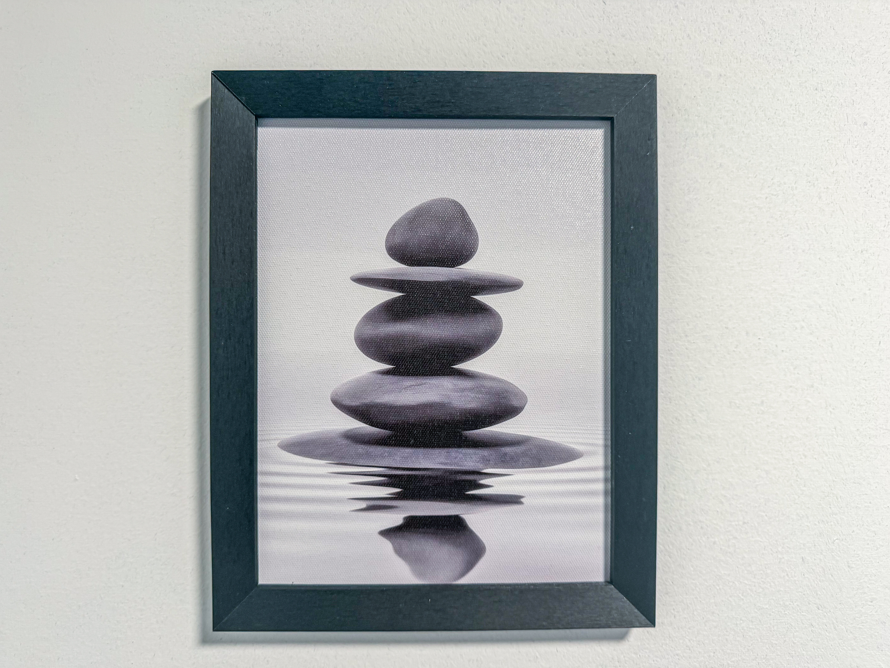 Close the door and let the tranquility sink in. Hidden from view when the door is open, this serene stone artwork reveals itself in the mirror once you step inside—a peaceful, calming surprise that perfectly honors our name, "A Stone's Throw."