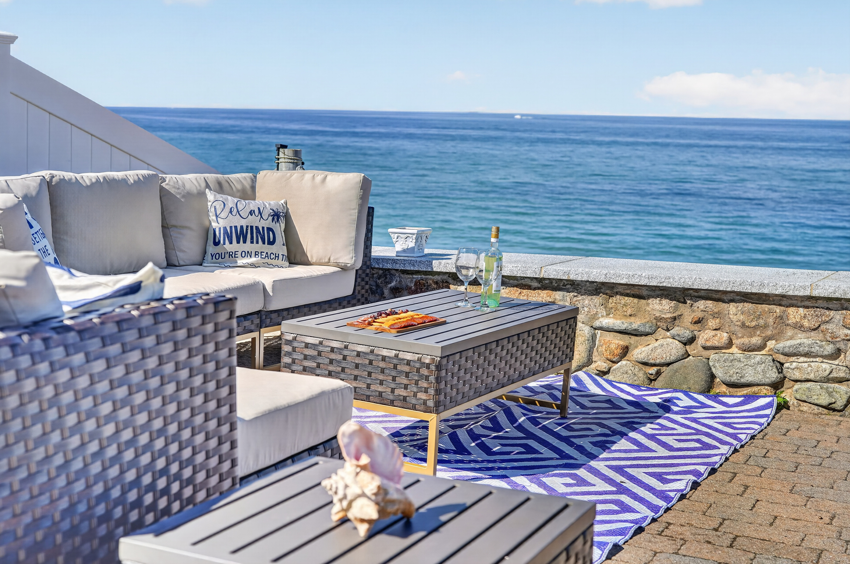 Relax outdoors while taking in stunning waterfront views and the fresh coastal breeze.