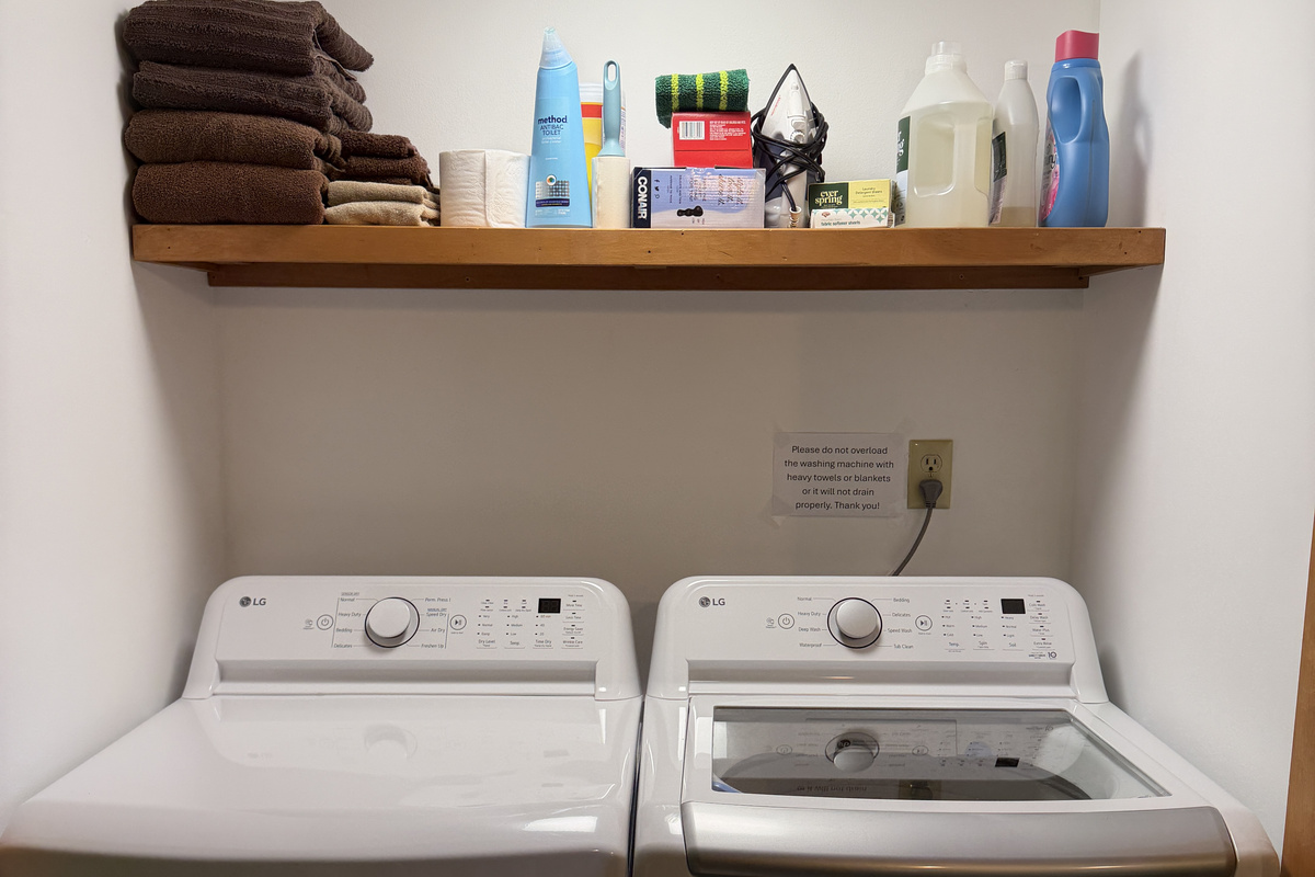 Camp Havon 1st floor full bathroom with shower and washer/dryer.