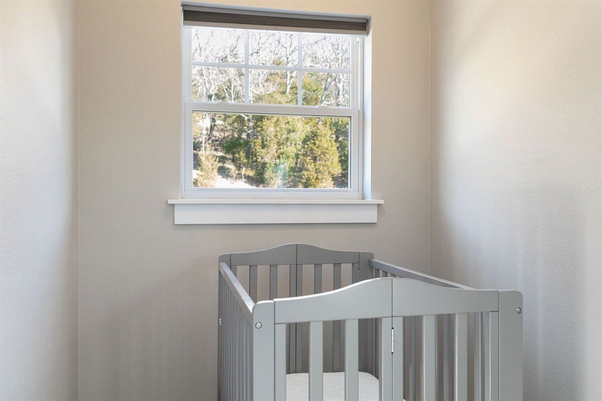 crib supplied in bedroom!