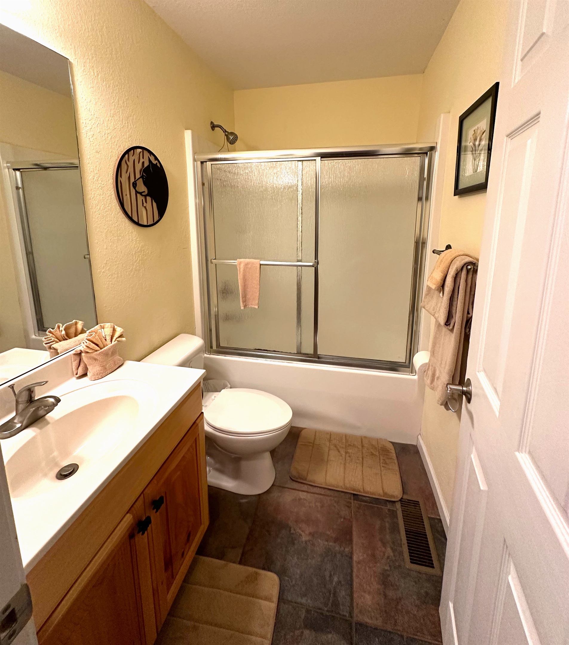 2nd bathroom - Modern bathroom with towels, starter soap & essentials provided