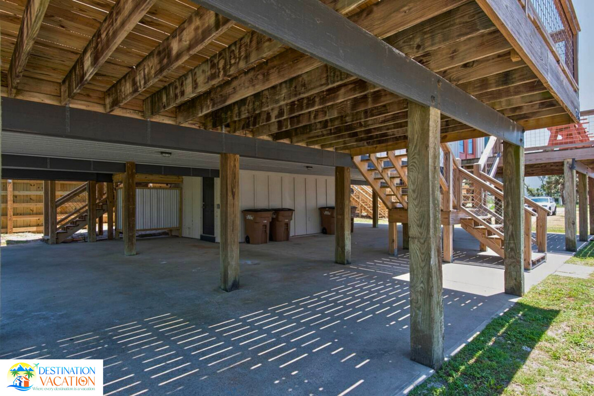 Covered parking provides shade, space, and easy access.