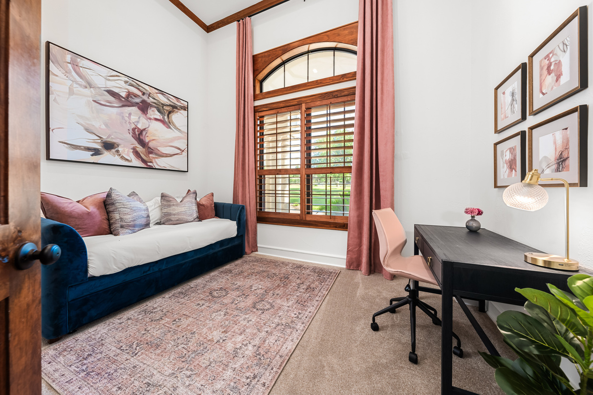 Enjoy a versatile space with a twin trundle bed and dedicated desk—perfect for work, study, or downtime.